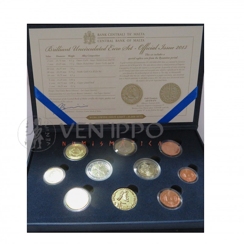 Malta, Estuche Euros 2013, 8 Valores + 2 € Conmemorativos, Bu.
