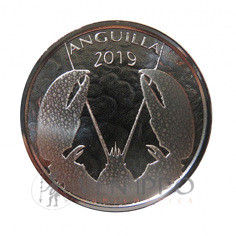 Anguilla,2 ~plata ( 1 OZ., ley 999 mls. ) 2019 EC8II Cangrejo, Prooflike.