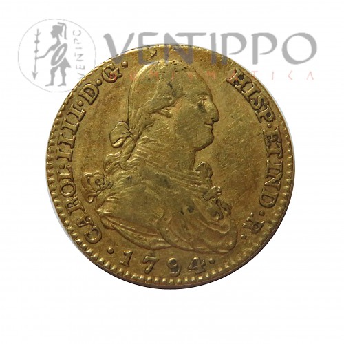 Carlos IV, 2 Escudos Oro, 1794 Madrid MF.