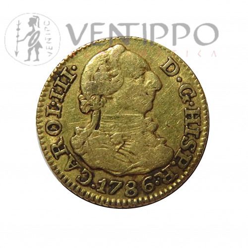 Carlos III, 1/2 Escudo Oro, 1786 Madrid DV.