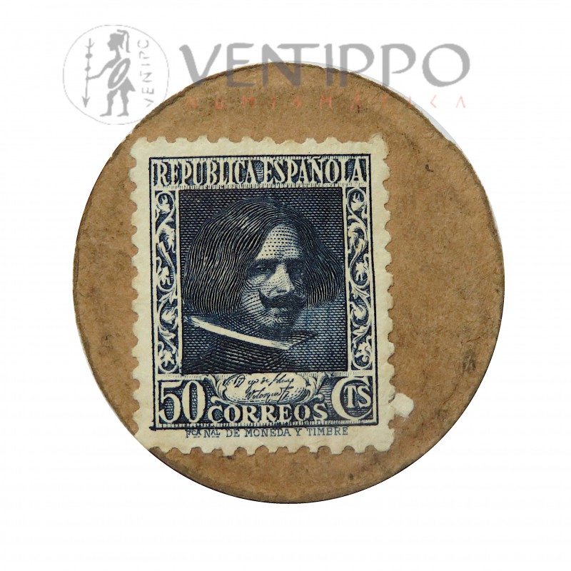 IIª República, Cartón - Moneda, 50 CTS, Velázquez (1938 )