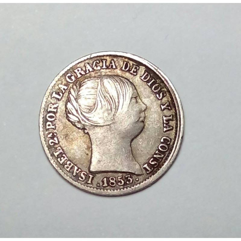 Isabel II, 1 Real plata, 1853 Barcelona, MBC +.