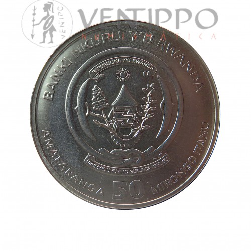 Ruanda, 50 Francs plata ( 1 OZ. 999 mls. ) Myflower 2020, S/C.
