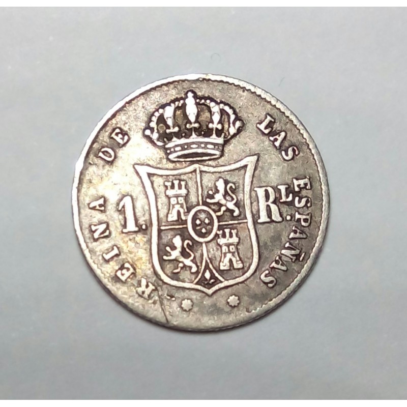 Isabel II, 1 Real plata, 1853 Barcelona, MBC +.