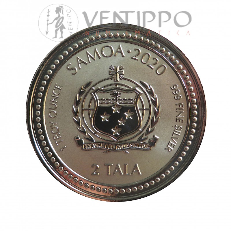 Samoa, 2 Tala Plata ( 1 OZ. 999 mls ) Serpiente 2020 Prooflike.